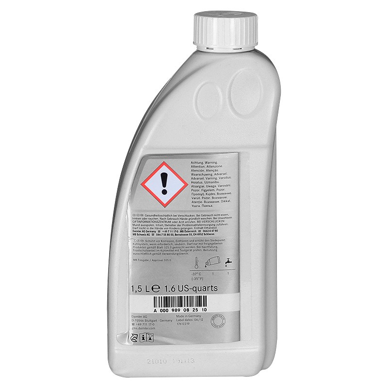 广东奔驰（benz）原厂防冻液/冷却液 冰点-37℃ 1.5L装 蓝色 适用A级B级C级S级E级R级GLK/ML/GL/GLA/CLA/SLK/CLK